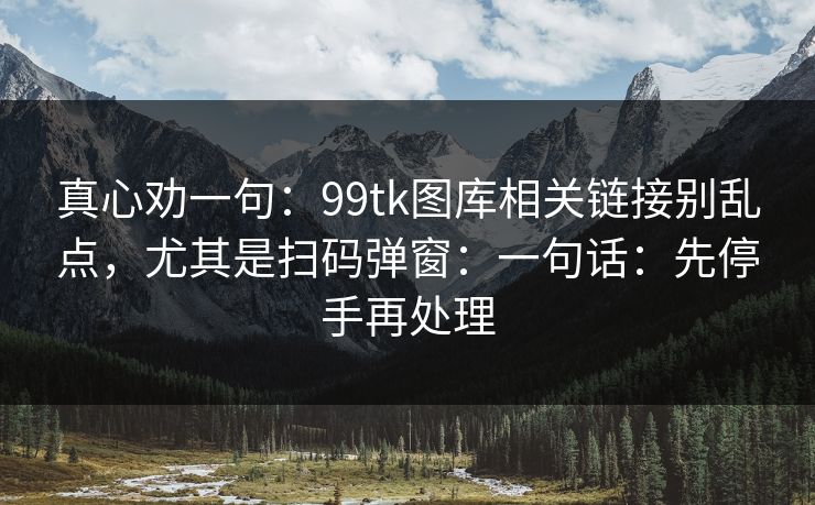 真心劝一句：99tk图库相关链接别乱点，尤其是扫码弹窗：一句话：先停手再处理