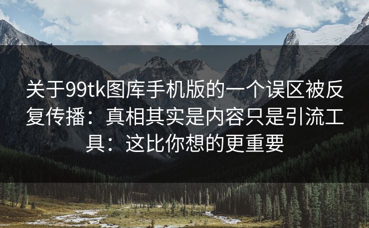 关于99tk图库手机版的一个误区被反复传播：真相其实是内容只是引流工具：这比你想的更重要